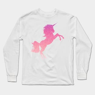 Pastel Pink Ombre Faux Glitter Unicorn Long Sleeve T-Shirt